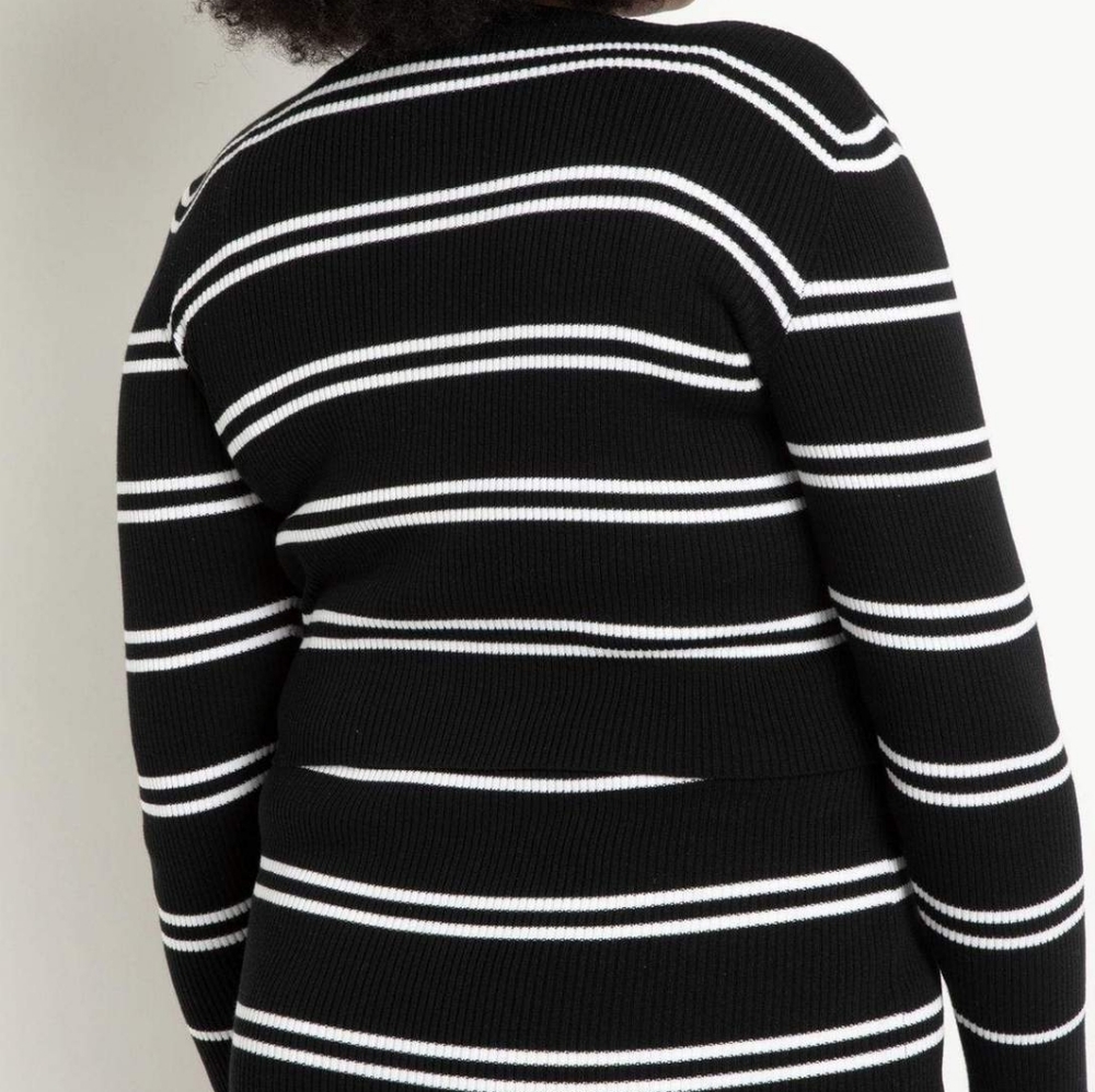 Eloquii Cropped Striped Cardigan
